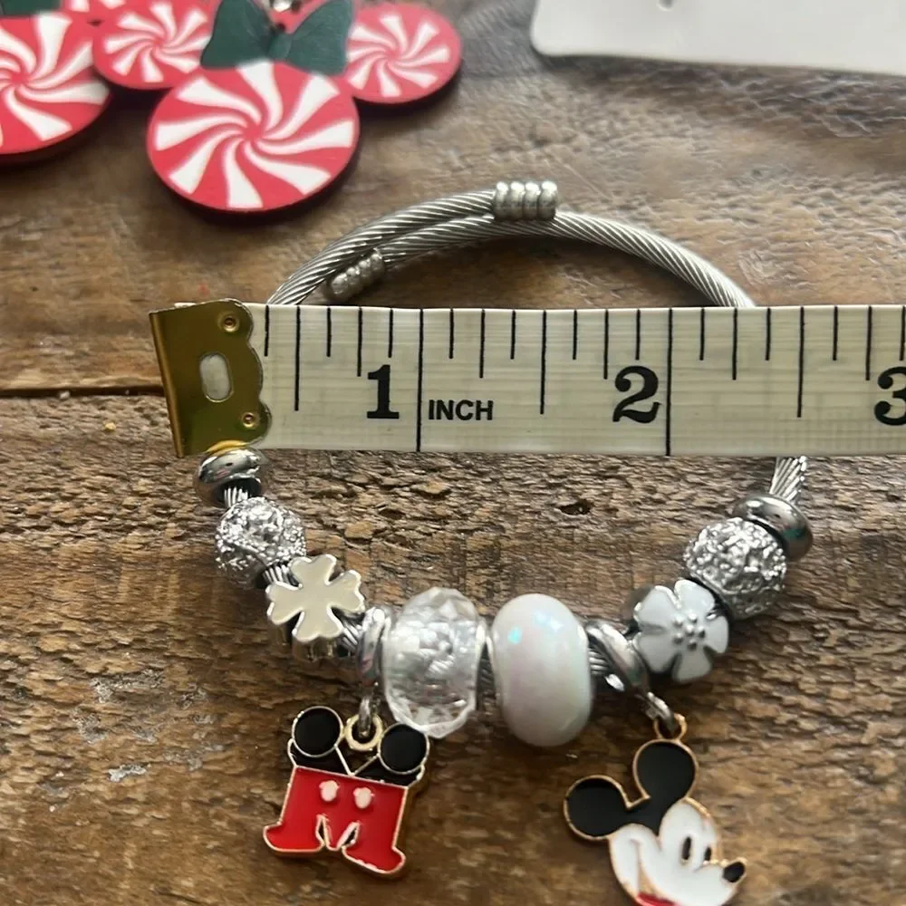 Disney Kids Red and Silver Charm Bracelet Set